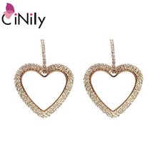 CiNily Luxury Love Heart Drop Earrings Cubic Zirconia Crystal Stone Silver Big Dangle Earring Party Korean Jewelry Gift Women 2024 - buy cheap
