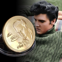 Moeda de elvis presley 1935-1977, moeda de alta qualidade, banhada a ouro normal, king of rock's roll coin, presente para promoção 2024 - compre barato