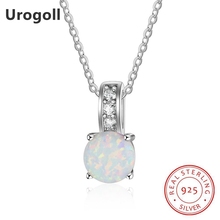 Genuine 925 Sterling Silver Fine Jewelry Opal & Cubic Zirconia Round Pendant Necklaces For Women Anniversary Jewelry GIfts 2024 - buy cheap