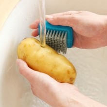 Mini cepillo de limpieza de frutas y verduras, protección de dedos, limpiador de zanahorias, patatas, zanahorias, Kit de limpieza 2024 - compra barato