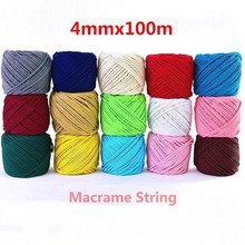 4mmx110yards 100% Cotton Cord Colorful Cord Rope Beige Twisted Craft Macrame String Diy Wedding Home Textile Decorative Supply 2024 - buy cheap