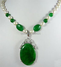 W&O658 >>>>Charming women's jewelry Green stone & Pearl Necklace 2024 - buy cheap
