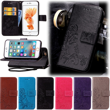 Fundas Clover Case for iPhone 6 6S Plus 5 5S SE 5C Leather Cover Luxry Retro Printing Flip Capa Telephone Mobile Accessorie casa 2024 - buy cheap