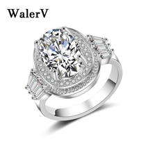 Walerv cor anel moda charme luxo para feminino branco oval cristal cz zircon anel anéis de casamento jóias presentes dedo 2024 - compre barato