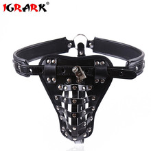 IGRARK Male Chastity Devices PU Leather Cock Cage For Men Chastity Belt Penis Ring Sex Toys Cock Lock Bondage Adult Products 2024 - buy cheap