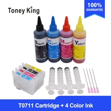 T0711 Ink Cartridge for Epson Stylus SX215 SX218 SX400 SX405 SX405WiFi SX410 SX415 SX510W Printer + 4 Color 100ml Refill Ink 2023 - buy cheap