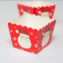 Free Shipping red Santa Claus Christmas decoration square muffin cake cups, party bulk small cupcake cases supply kids favors 2024 - buy cheap