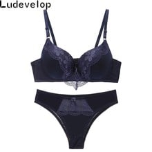 New Top Sexy Plus Size Underwear Set Push-up Bra and Panty Sets 3/4 Cup Brand Lace Lingerie Set Women Deep V Brassiere Black 2024 - buy cheap