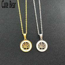 Cute Bear Fashion Tree of Life Stainless Steel Necklaces Women Jewlery Gold Color shell Round Necklaces Jewelry collares joyas 2024 - buy cheap