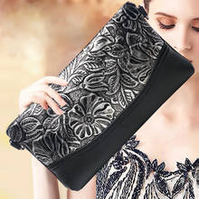 Women Genuine Leather Alligator Embossed Wristlet Hand Clutch Bag Female Lady Mini Envelope Bags Evening Shoulder Messenger Bag 2024 - buy cheap