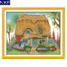 NKF A Thatched Hut Chinese Cross Stitch Pattern DIY Needlework Embroidery Painting Scenery Cross Stitch Kits for Home Decor 2024 - buy cheap