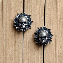 Pendientes de plata de ley 925 estilo Punk para hombre y mujer, joyería gótica Vintage con diseño de calavera y flor 2024 - compra barato