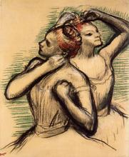 Pintura a óleo reprodução sobre lona de linho, dois dancers2 by edgar degas, frete grátis dhl, 100% artesanal 2024 - compre barato