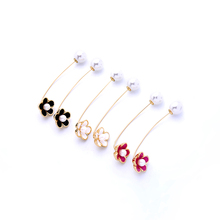 kissme Unique Three Colors Enamel Flower Acrylic Pearl Drop Earrings For Women Gold Color Dangle Earrings Fashion Accessories 2024 - buy cheap
