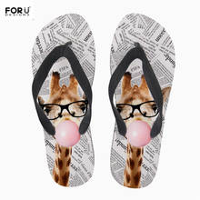 FORUDESIGNS Animal Giraffe Bees Pug Dog 3D Print Women Home Slippers Summer Beach Flip Flops for Ladies Girls Lightweight Sandal 2024 - buy cheap