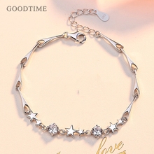 Trendy 925 Sterling Silver Bracelets Rhinestone Jewelry Charm Star Shape Shining Zircon Gift Bracelets For Women Girl Dress Up 2024 - buy cheap