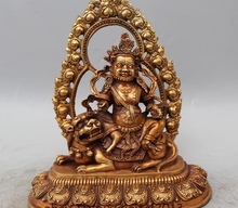 Estatua de Buda de 9 pulgadas, estatua de Buda de la Deidad, Protector del león, Gilt Vaishravana 2024 - compra barato
