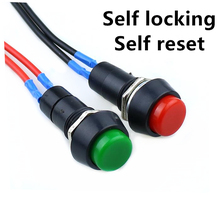 Botón de encendido y apagado, interruptor momentáneo con cable de 3A y 150V, 12mm, rojo, 1 PBS-11A, 2 pines 2024 - compra barato