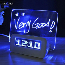 Светодиодный цифровой будильник ASFULL, флуоресцентные настольные часы с подсветкой, USB-портом и календарем 2024 - купить недорого