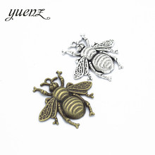 YuenZ-abalorio de abeja de color plata antigua para pulsera, colgante de Metal, 40x38mm, D241, 3 colores, 5 unidades 2024 - compra barato