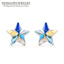 Neoglory Brand Jewelry Shinning Star Crystal Stud Earrings Silver 925 for Women Embellished With Crystals From Swarovski Gift 2024 - buy cheap