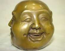 Lucky chinesa tibetana em bronze com quatro rosto selo cabeça de buda decoração estátua de abertura de fábrica 2024 - compre barato