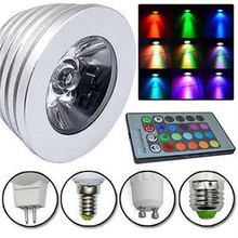 Bombilla LED RGB de fábrica, foco de lámpara con control remoto IR, 85-265V, GU10, E27, E14, MR16, GU5.3, 16 colores, envío gratuito con DHL 2024 - compra barato