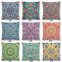 Latest Boho Colorful Flowers Cushion Cover Pink Rainbow Vibrant Floral Mandalas Pattern Design Enthusiasm Prints Pillow Case 2024 - buy cheap