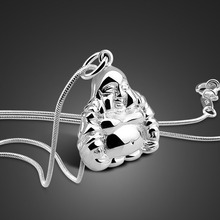 Ожерелье из стерлингового серебра в китайском стиле с подвеской Будды, однотонное серебряное ожерелье для женщин, популярные украшения, подарок на день рождения 2024 - купить недорого