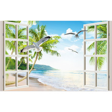 5D DIY Full Square Drill Diamond Painting Scenery Sea Beach Window Outside 3d Mosaic Diamant Embroidery Wedding Room Decoration 2024 - buy cheap