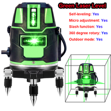 Láser verde Nivel 5 líneas 6 puntos 360 grados rotativo al aire libre 635nm Corss línea Lazer nivel puntos nivel función de inclinación 2024 - compra barato