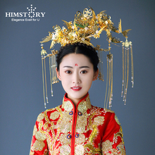 Himstory-fantasia de cabelo clássica chinesa para casamento, noiva, acessório para cabelo, borboleta voadora de ouro, roupa de cabelo 2024 - compre barato