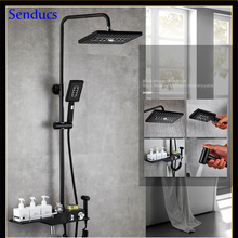 Senducs Black Digital Shower System Inwall Mounted Black Bathroom Faucet Quality Brass Bidet Fashion Thermostatic Shower Set 2024 - buy cheap