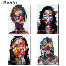 Hand-Painted Wall Art Colorful Girl Face Oil Painting on Canvas for Home Decoration Pop Knife Abstract Figure Oil Painting 2024 - buy cheap