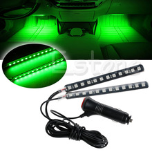 2X12 LED Car SUV Interior Footwell Floor Decor Atmosphere Light Neon Strip Green 2024 - buy cheap