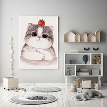 Póster de Animal nórdico para decoración del hogar, pintura decorativa de gatito bonito, imágenes artísticas de pared, impresiones modulares en lienzo para habitación de niños 2024 - compra barato