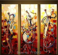 Modern Abstract Home Decoration Oil Painting Female Angel Music On Canvas 3 Panel Hand Painted Wall Art Picture For Living Room 2024 - buy cheap