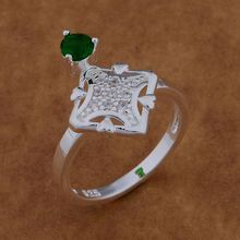Кольцо из серебра 925 пробы, модные ювелирные украшения, кольцо для женщин и мужчин с блестящим сердцем, вставленным зеленым камнем/envanfca gdraouya AR623 2024 - купить недорого