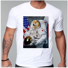 Футболка Doge мужская с коротким рукавом, забавная тенниска с астронавтом, хлопковая майка, одежда, 2017 2024 - купить недорого