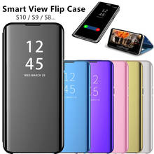 Умный прозрачный зеркальный чехол для Samsung Galaxy S10 S9 S8 Plus lite Note 9 8 S7 S6 Edge J8 J6 A9 A8 A6 2018, чехлы, Обложка 2024 - купить недорого