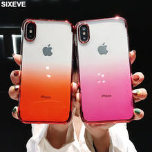 Роскошный градиентный Мягкий силиконовый чехол с покрытием для iPhone 7, 8 Plus, iPhone XR, XS Max, 7, 6, 6S Plus, чехол для мобильного телефона, прозрачный, Радужный цвет 2024 - купить недорого