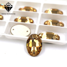 New high quality flatback glass double hole sew on rhinestones Oval shape Light smoke yellow crystal rhinestone diy accessories 2024 - buy cheap