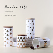 Nordic Ceramic Sealed Can With Lid Storage Jars Candy Coffee Beans Can tea storage jars Vases Tank for Spice Kitchen Accessory 2024 - buy cheap