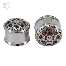 ZS-expansor de tapones para los oídos con patrón de flores brillantes, joyería para Piercing corporal de acero inoxidable 316, túneles de oreja, camilla de oreja de pulido AA, 8-18mm 2024 - compra barato