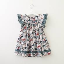 Retail 2019 New Easter Dress For Girls Lace Flare Sleeve Cotton Floral Sundress Children Clothing 2-7T LT005 2024 - buy cheap