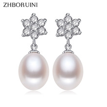 ZHBORUINI Fashion Pearl Earrings Pearl For Women Snowflake Water Drop Earrings Freshwater Pearl 925 Sterling Silver Jewelry 2024 - buy cheap