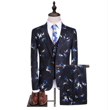 (Jacket+Vest +Pants)2019 Flower Color Arrival Men Slim Fit Casual Business Suits Blazers Men's Woolen Suits Wedding Suit For Men 2024 - buy cheap