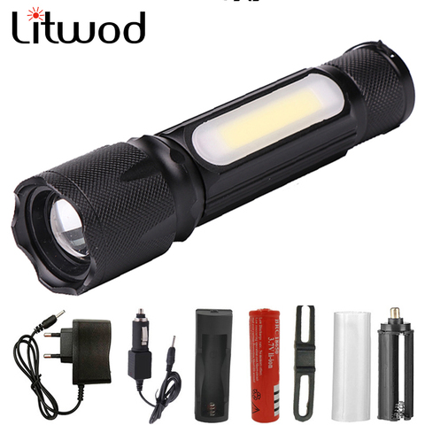Z20 Litwod 1705B LED Flashlight 4000LM XM-L T6 / COB Zoomable 4 Modes Aluminum Lanterna Camping Torch 2022 - buy cheap