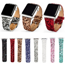 Christmas Bling Shiny PU Leather Wrist Strap for Apple Bracelet Watch Band for iWatch Series 6 5 4 3 2 38/40mm 42/44mm Watchband 2024 - buy cheap