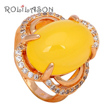 High Quality Gift for Friends Huge Yellow Zirconia Gold Tone Rings USA size #7#7.5#8#9 Fashion Jewelry JR2058 2024 - buy cheap